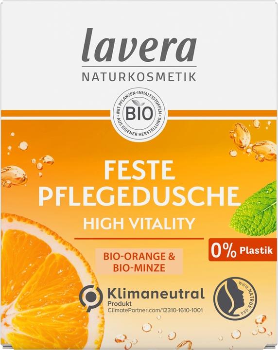 Actual product image Lavera Solid Care Shower High Vitality with Organic Orange and Organic Mint 50g
