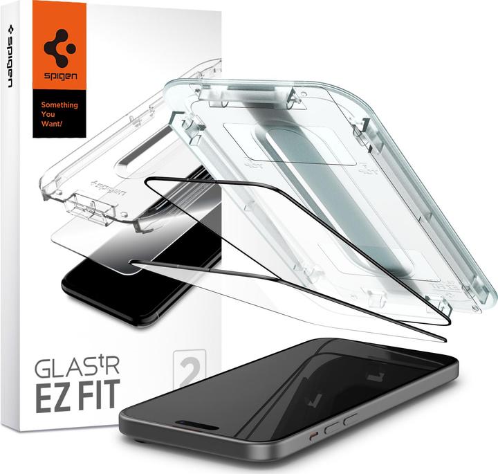 Image du produit Spigen VERRE TREMPÉ GLAS.TR "EZ FIT" FC 2-PACK IPHONE 15 PLUS NOIR (2 pièce(s), Apple iPhone 15 Plus)