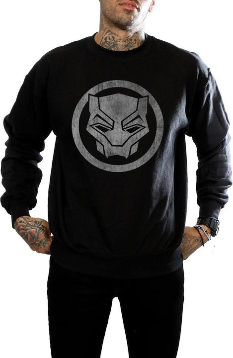 Actual product image Mens Black Panther Distressed Icon Cotton Sweatshirt (M)