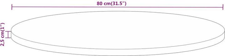 Produktbild VidaXL Tischplatte Holzplatte Massivholzplatte Ø 80x2,5cm Rund Massivholz Mango (80 x 2,5 cm)