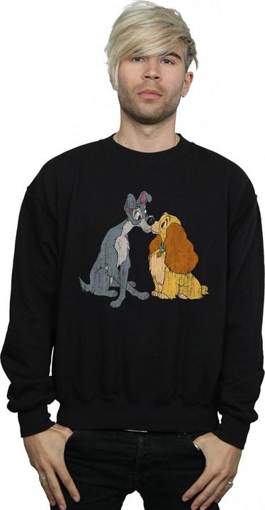 Actual product image Disney Mens Lady And The Tramp Distressed Kiss Sweatshirt (M)