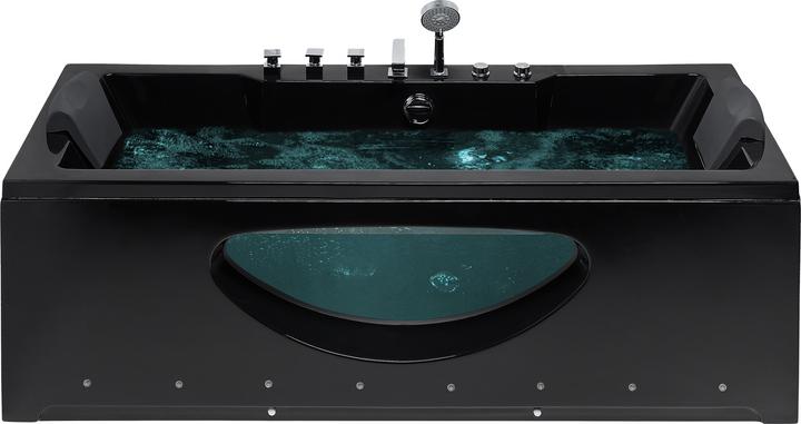 Beliani Whirlpool Badewanne schwarz rechteckig mit LED 180 x 80 cm HAWES (235 l, 80 cm)