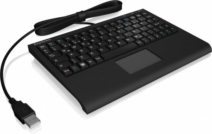 Produktbild Icy Box KeySonic Mini Keyboard, smart touchpad, USB, Black (US, Kabelgebunden)