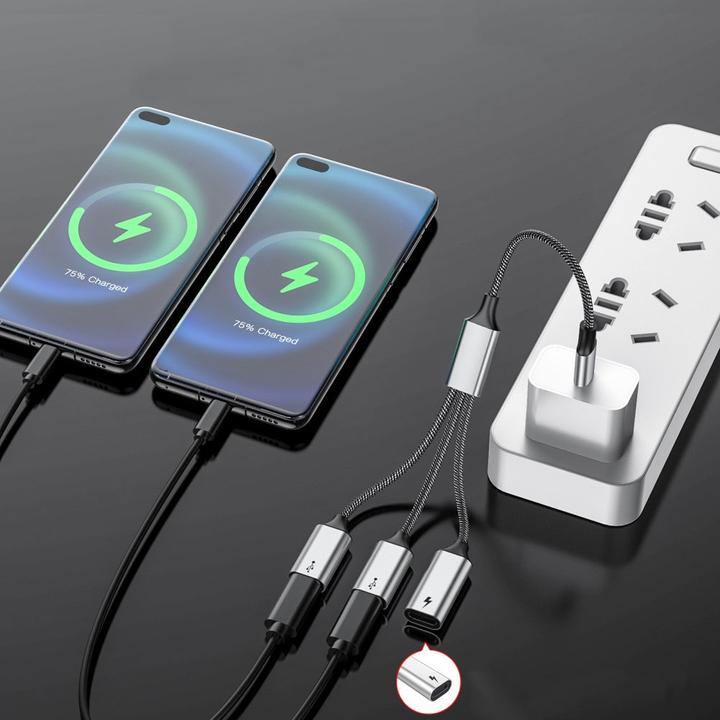 Produktbild Apfelkiste USB C auf 3x USB C Adapter Ladekabel OTG Nylon Datenkabel 60W (USB-C, 4 Ports)