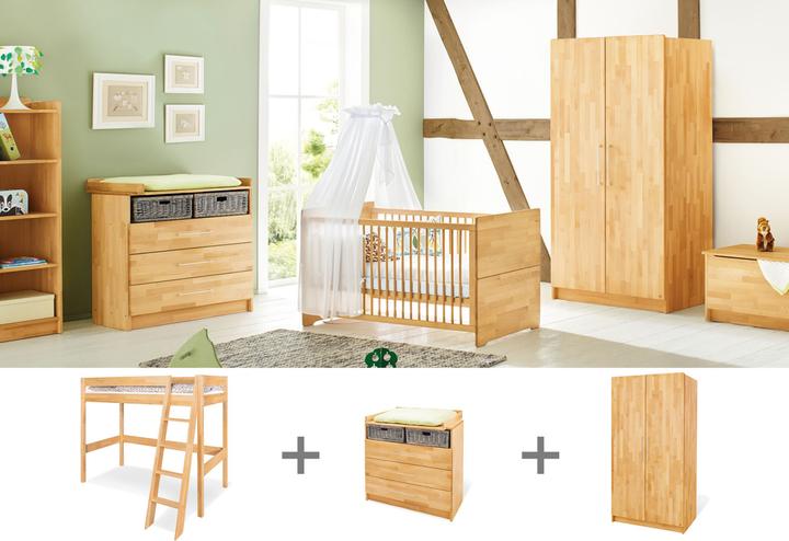Image du produit Pinolino Chambre d'adolescent "Natura" large avec lit surélevé, 3 pcs. (Armoires pour enfant, Unité de changement)