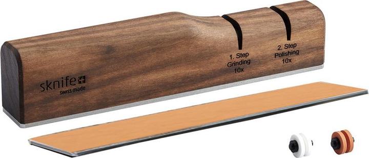 Image du produit Sknife Affûteur en bois de noyer avec courroie en cuir