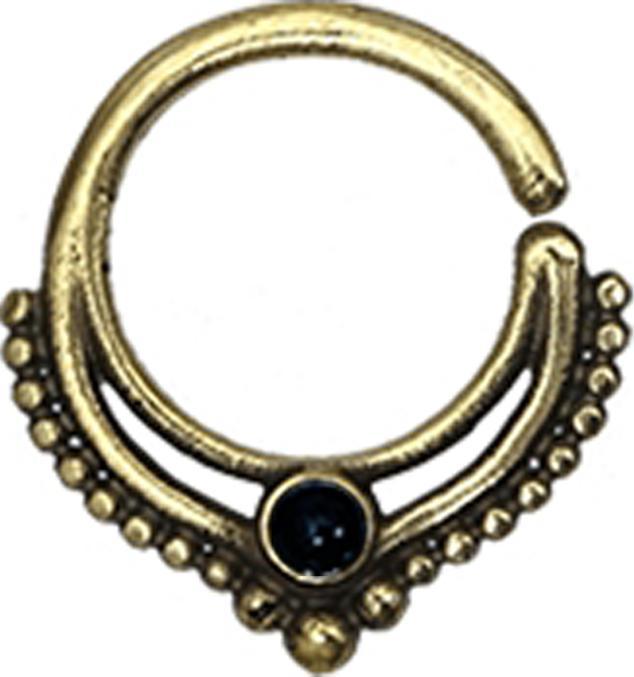 Star Piercing Micro Piercing Ring vergoldet Kugelrand mit Onyx Stein (Messing)