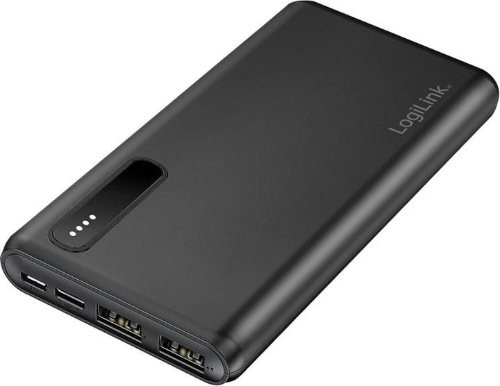Produktbild LogiLink Powerbank PA0311 schwarz, 8000 mAh, 2x USB-A, 2-in-1-Kabel (8000 mAh, 12 W)