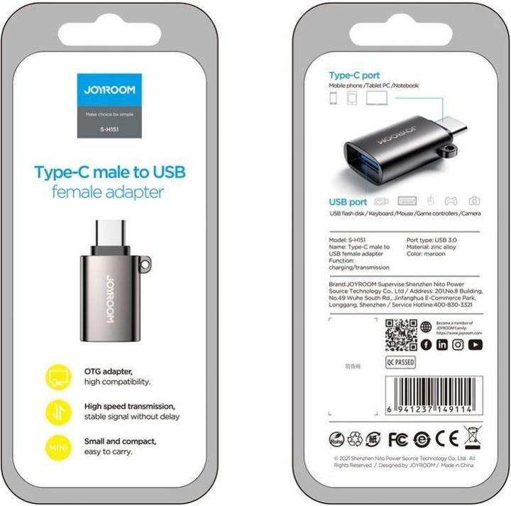 Image du produit Joyroom Type-C mâle vers USB (USB Type C, USB-A)