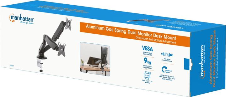 Produktbild Manhattan 2-fach Monitorhalterung Gasdruck Aluminium (Tisch, 32")