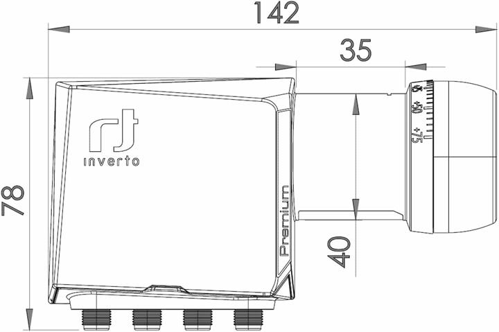 Immagine prodotto inverto Quad Premium LNB IDLP-QDL413-PREMU-OPN 40mm, Full HD, 4K, con filtro LTE (Quad (IDLP-QDL413- (Quad LNB, 40mm)