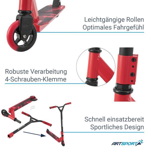 Produktbild Juskys Stunt Scooter mit 360° Lenkung
