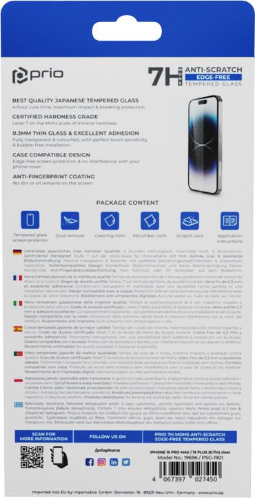 Immagine prodotto prio Vetro di protezione del display (1 Pezzo/i, Apple iPhone 15 Plus, Apple iPhone 15 Pro Max)