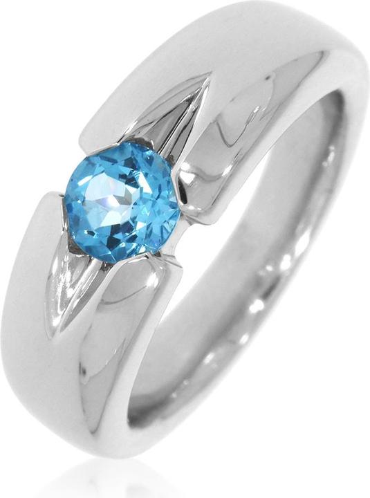 Immagine prodotto Xen Anello con topazio blu da 5 mm, circa 0,54 carati, placcato in rodio (52, 925 Argento)
