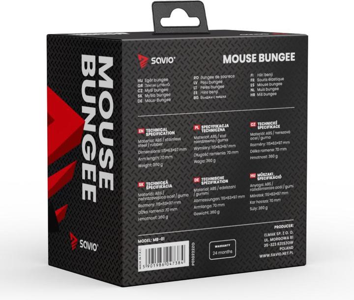 Image du produit Savio Mouse Bungee Support de câble de souris Bras flexible stable et antidérapant MB-01