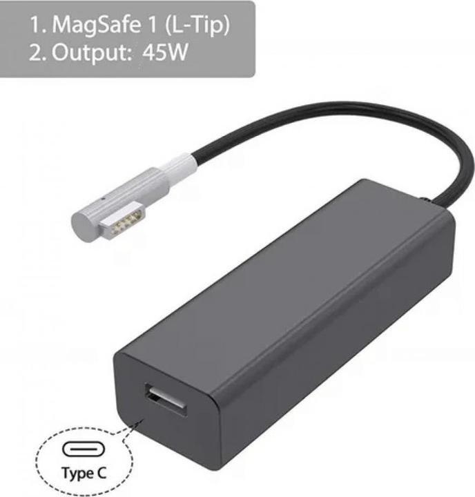 Produktbild PowerGuard USB-C MagSafe Adapter Converter L-Style (45W)