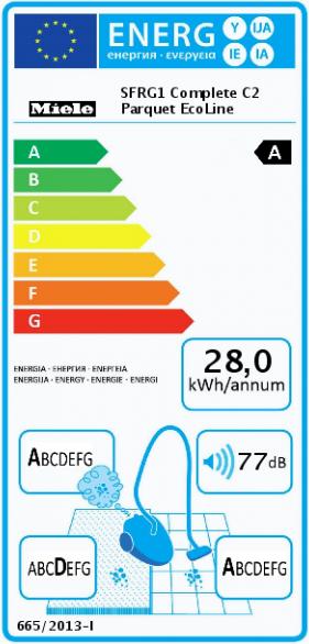 Energy Label Miele Complete C2 Parquet EcoLine SFRG1