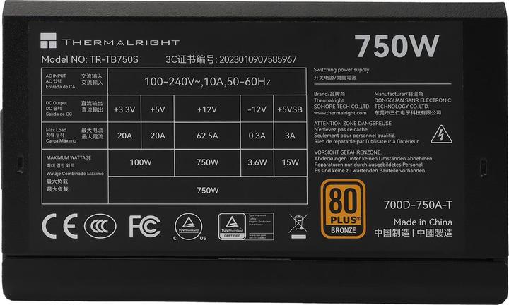 Image du produit Thermalright TR-TB750S Black - PSU, 80+ Bronze, 750W (750 W)