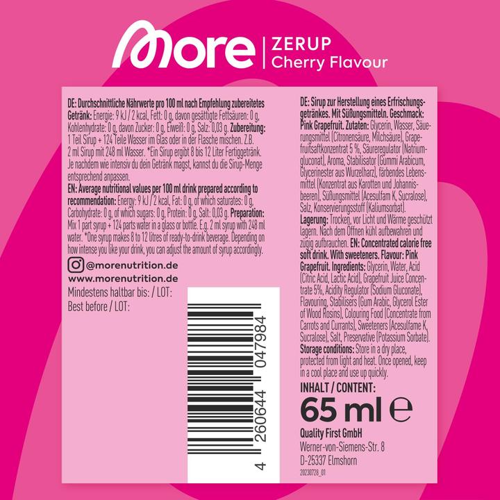 Nährwerte und Zutaten More Nutrition Zerup (1 x 6 cl)