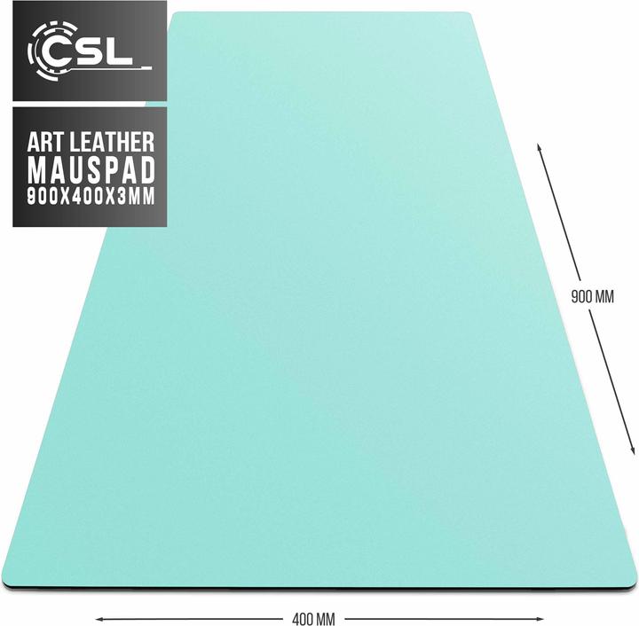 Produktbild CSL Mauspad, Mausmatte XXL, Elegante Leder Optik, Schreibtischunterlage 900 x 400 mm, mintgrün (XXL)