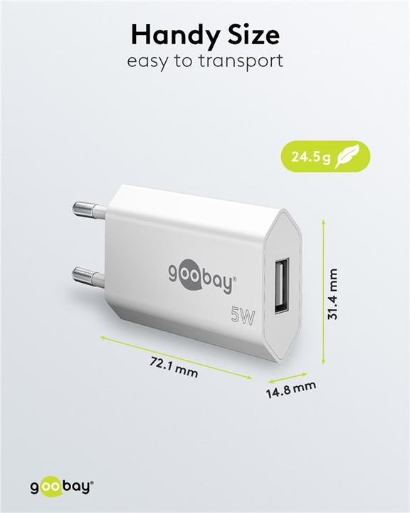 Actual product image Goobay USB A charger slim (5 W)