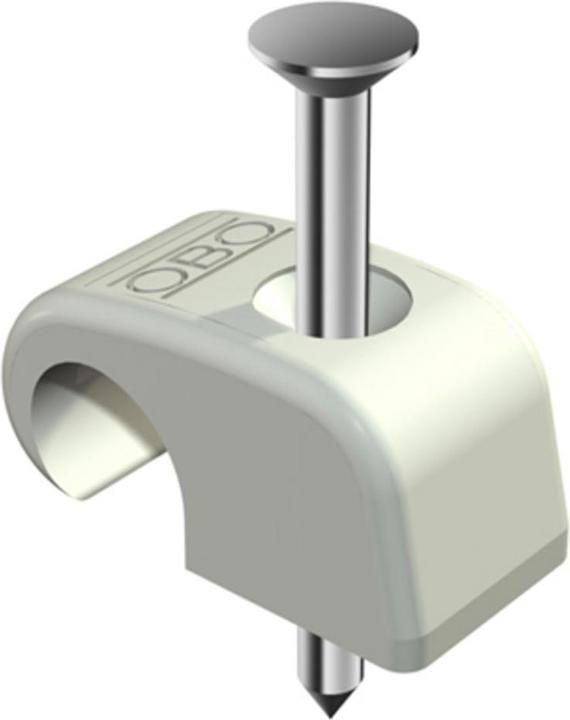 Actual product image OBO Bettermann Adhesive clip with nail, light grey, 2x35 mm, for cable-Ã˜ 7-12 mm, PU 100 pcs.