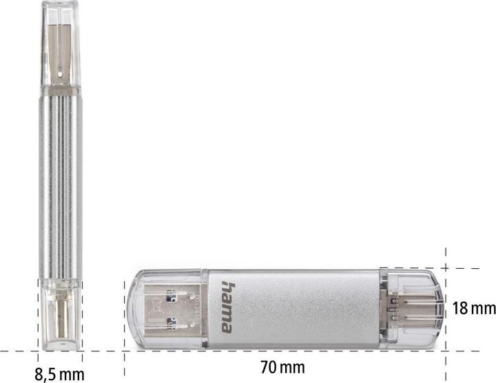 Actual product image Hama C-Laeta (256 GB, USB-C, USB-A, USB 3.1)