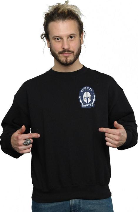 Actual product image Star Wars Mens The Mandalorian Bounty Hunter Badge Breast Print Sweatshirt (M)