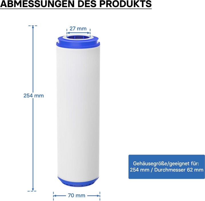 Produktbild Naturewater UDF-10A Aktivkohle Granulat 10" 254mm Wasserfilter Umkehrosmose