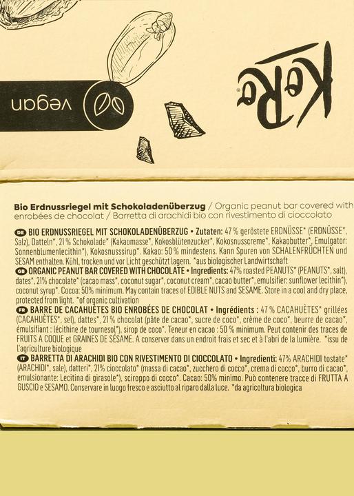Nutritional values and ingredients KoRo Organic peanut bar with chocolate coating (1 pcs., 600 g)
