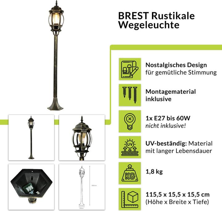Licht-Erlebnisse Applique murale extérieure en métal et verre noir rouge antique IP44 terrasse B