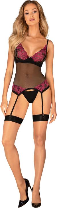 Image du produit Obsessive Corset avec Jarretelles Rosenty - Noir/Violet (XL)