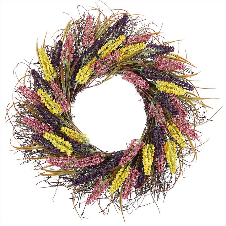 Actual product image Beliani Door wreath colourful with artificial flowers ø 50 cm CANDELARIA (50 x 7 x 50 cm)