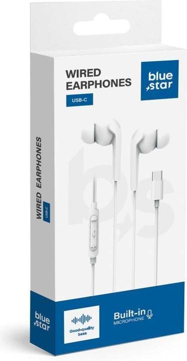 Produktbild BlueStar Wired headphones Blue Star BLUE STAR wire earphones Type C (DAC) with microphone M15C 1,2 m white (Kabelgebunden)