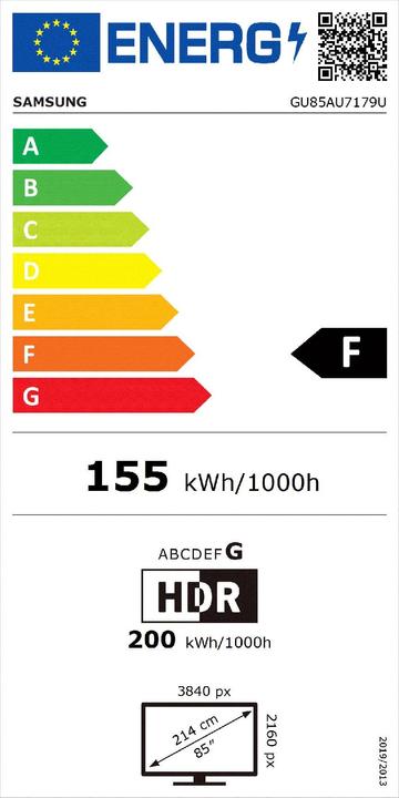 Energie-Label Samsung GU85AU7179U (85", AU71, LED, 4K, 2021)