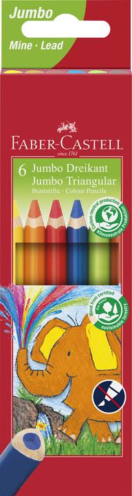 Actual product image Faber-Castell Jumbo triangular coloured pencils, case of 6 (Sorted, 6 x)