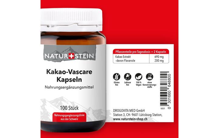 Produktbild Naturstein Kakao-Vascare (100 Stück, Kapseln, 156 g)