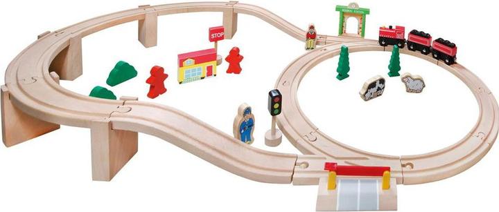 Spielmaus Holzeisenbahn-Set 38-teilig