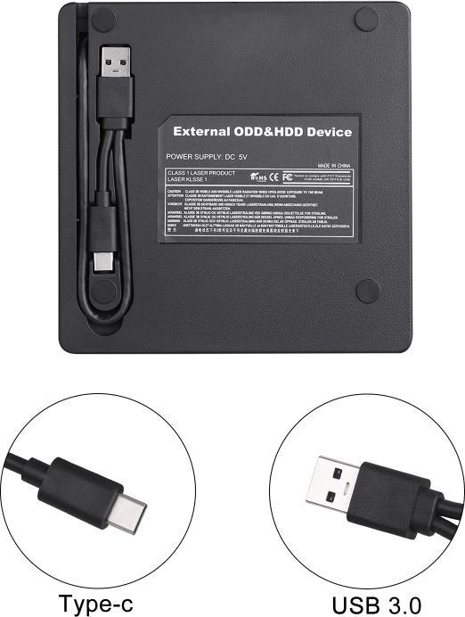 Actual product image Ueli Express External DVD burner with USB-C and USB port (DVD writer)