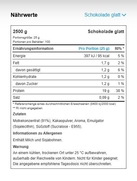 Nutritional values and ingredients MyProtein Impact Whey Isolates (Vanilla, 1 pcs., 1000 g)