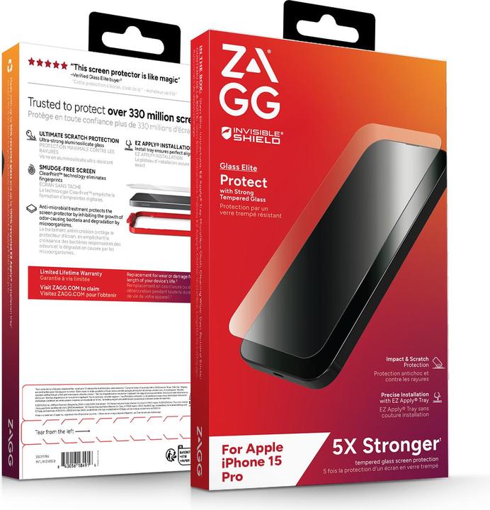 Image du produit Zagg Invisibleshield Glass Elite Am (1 pièce(s), Apple iPhone 15 Pro)