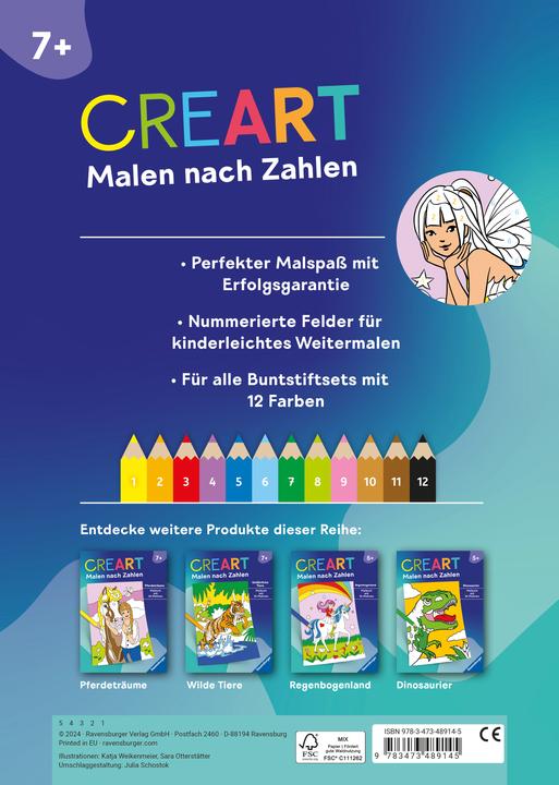 Produktbild Ravensburger CreArt Malen nach Zahlen ab 7: Feen, Elfen, Meerjungfrauen