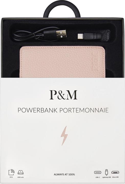 Produktbild P&M Portemonnaie mit Powerbank, Naturbeige 4000 mAh (4000 mAh, 0 W, 14.80 Wh)