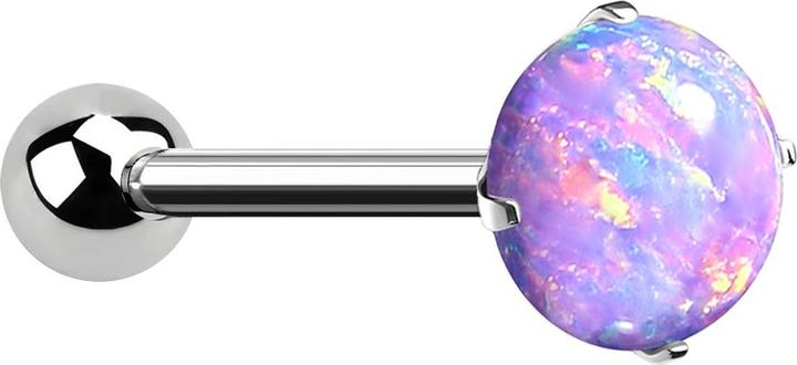 Actual product image Star Piercing Micro Threadless Barbell silver with ball and opal set in purple (without brass, Titanium G23)