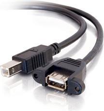 Produktbild C2G 3ft USB 2.0 A Female to B Male Panel Mount Cable (0.90 m, USB 2.0)