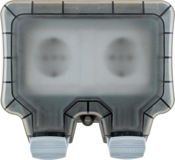 Actual product image Schwaiger Outdoor socket outlet IP66 2-gang Schuko flush-mounted socket outlet