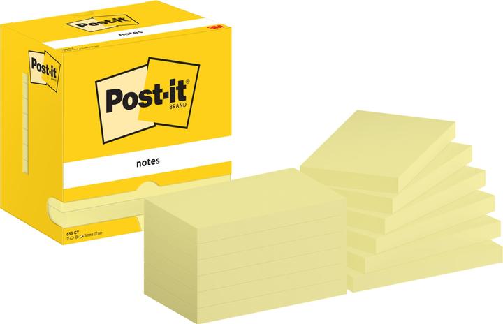 Image du produit Post-it Papillons adhésifs Standard 655 jaune 12 blocs (127 x 76 mm)