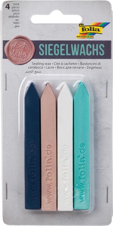 Produktbild Folia 31219 - Siegelwachs Style, 4 Siegelkerzen im Set, je 1 Siegelkerze in rose, mint, marine und w