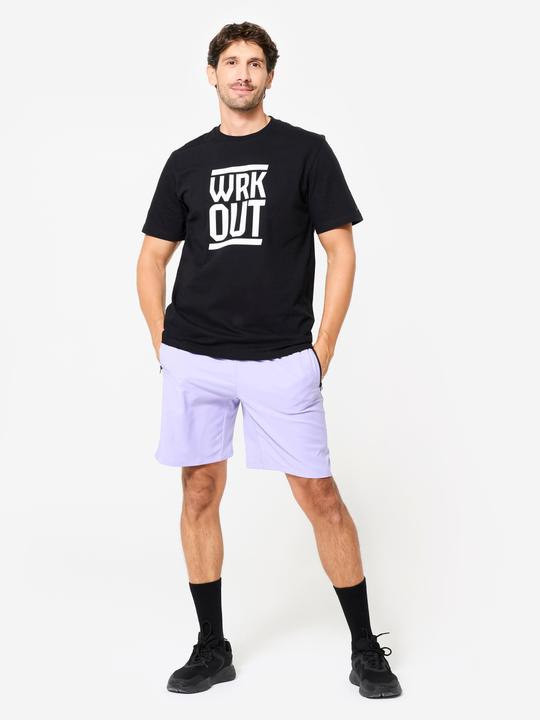 Image du produit Domyos T-shirt de fitness regular en coton homme, noir ultra (M)