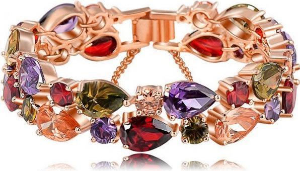 Produktbild Hermex LUXUS Rosa Gold veredelt Armreifen Armband Zirkonia - 20cm (20 cm, Kupfer-Nickellegierung)